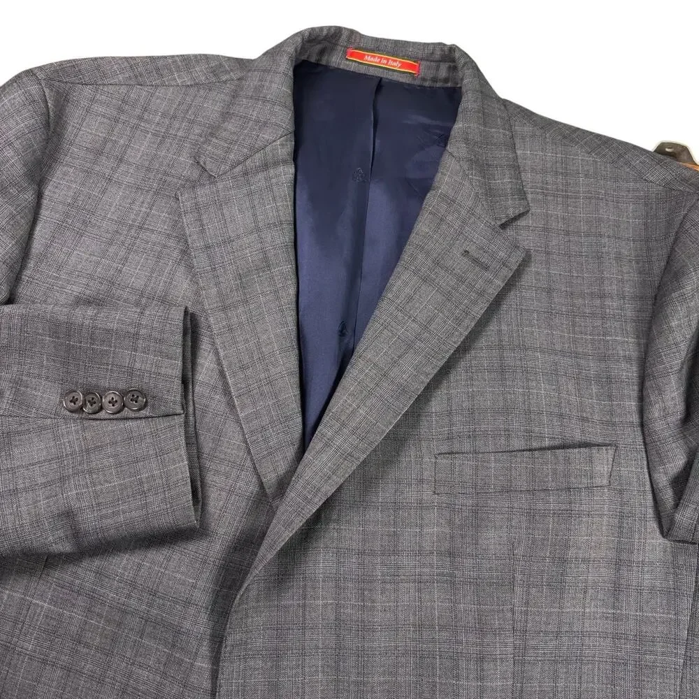 Daniel Cremieux Loro Piana Wool Blazer Men 50R Gray Glen Plaid Sport Jacket Coat